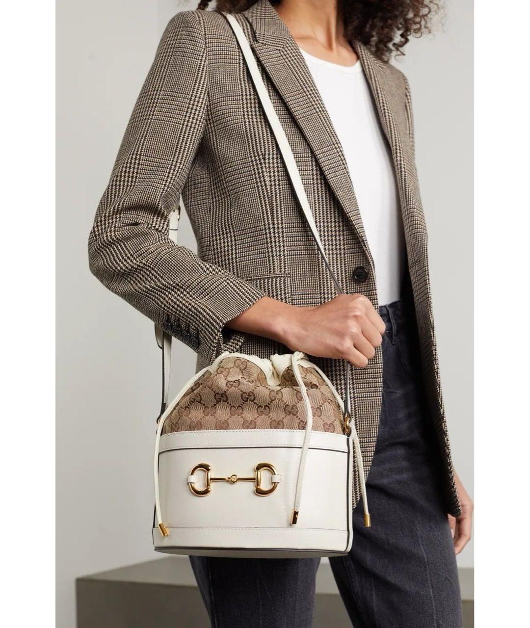 GUCCI Бежевая кожаная сумка через плечо, фото 9