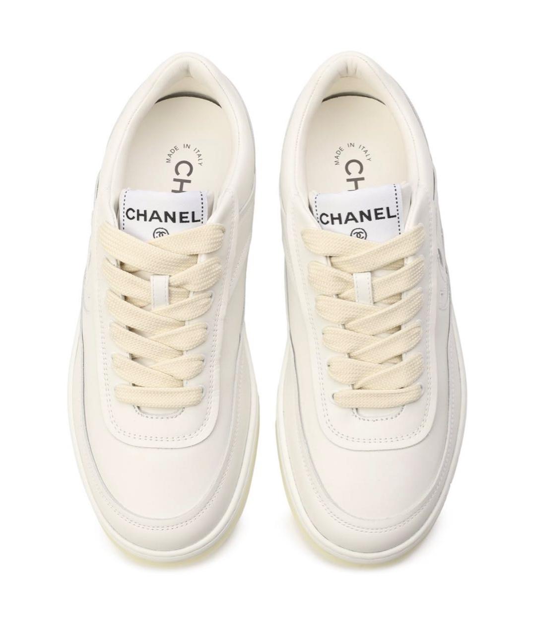 CHANEL Белые кожаные кеды, фото 2