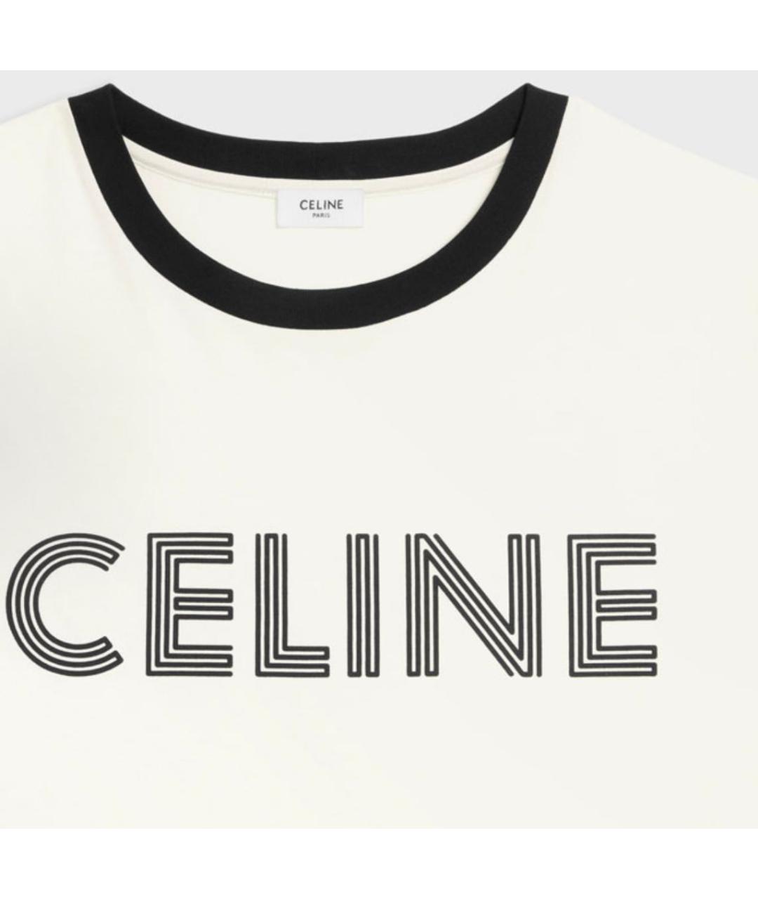 CELINE Бежевая хлопковая футболка, фото 3
