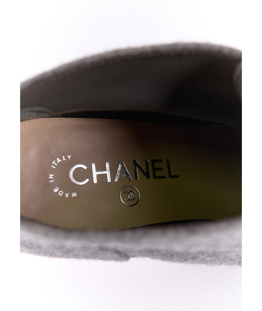 CHANEL Серые текстильные ботильоны, фото 3