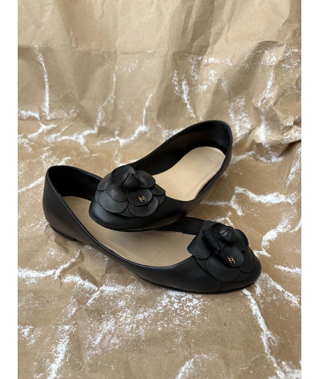 CHANEL Черные кожаные балетки, фото 3