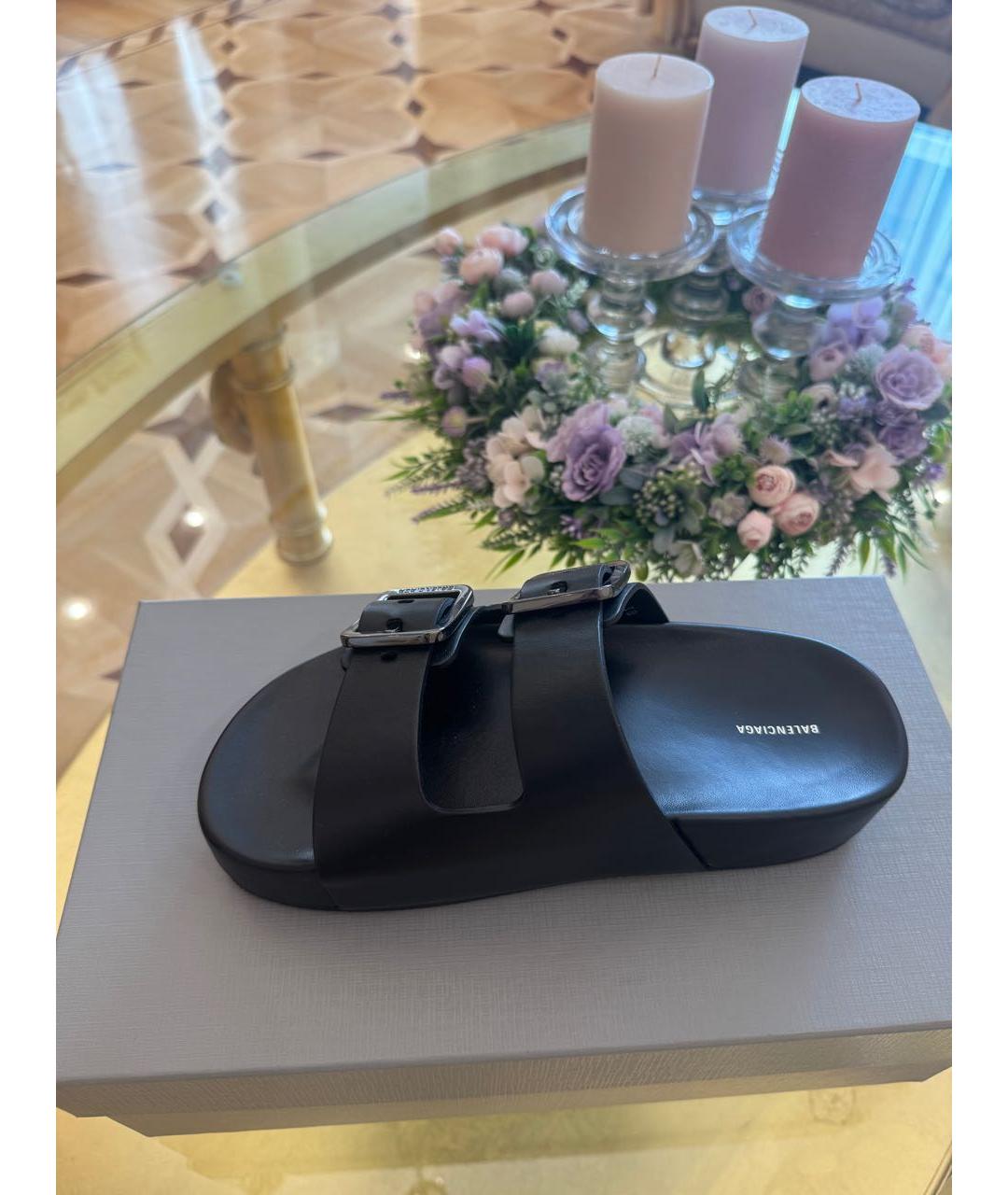 BALENCIAGA Черные кожаные мюли, фото 6