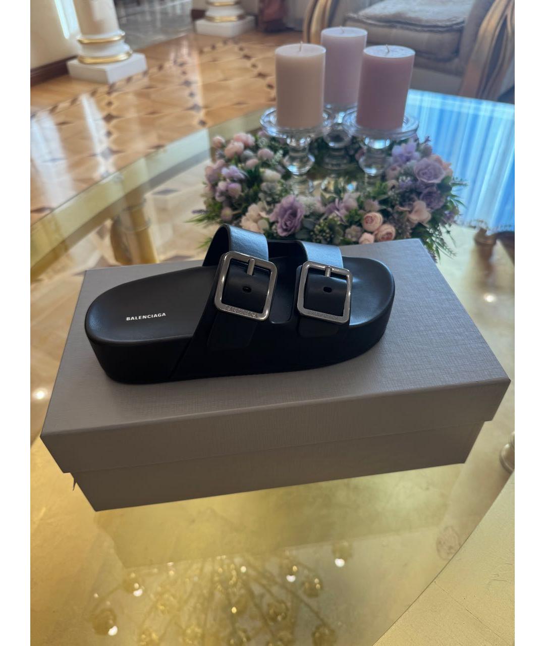 BALENCIAGA Черные кожаные мюли, фото 9