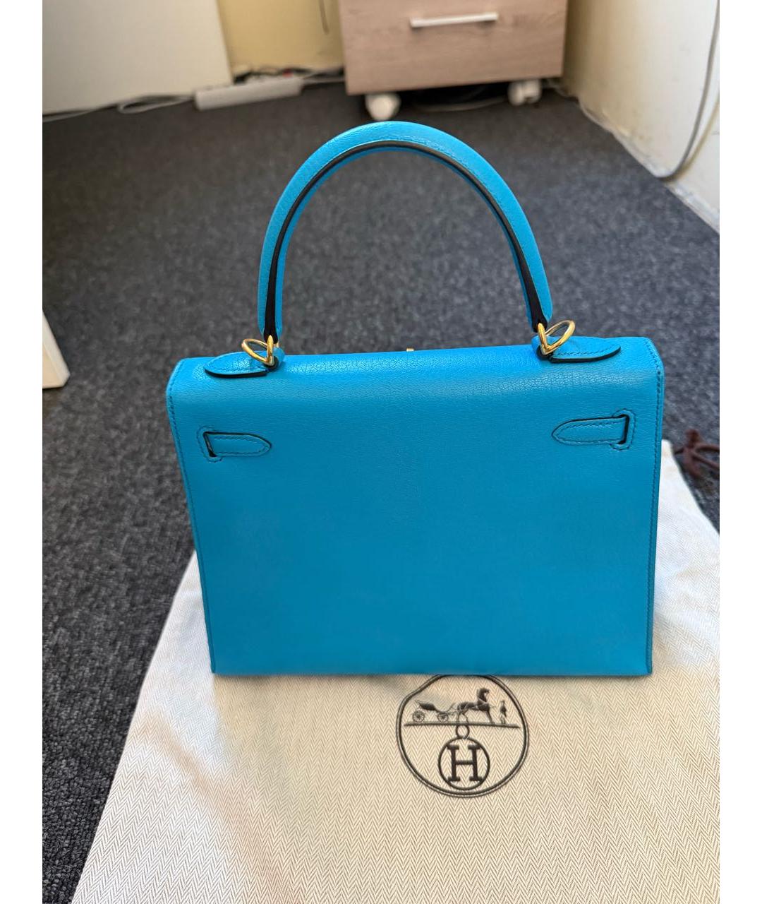 HERMES Бирюзовая кожаная сумка через плечо, фото 3