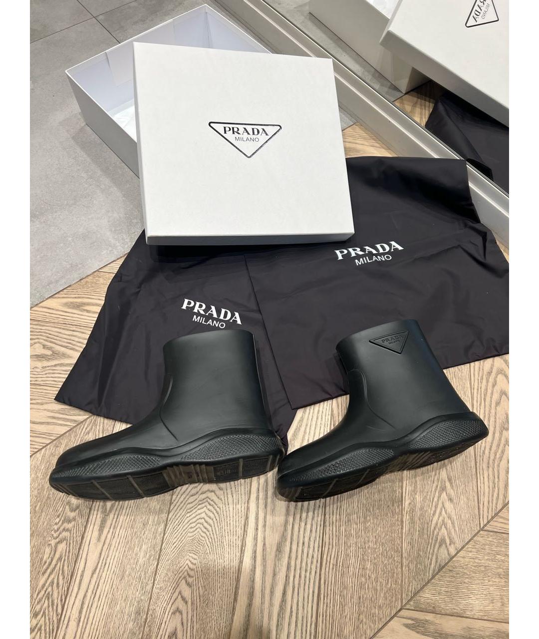 PRADA Черные резиновые сапоги, фото 4