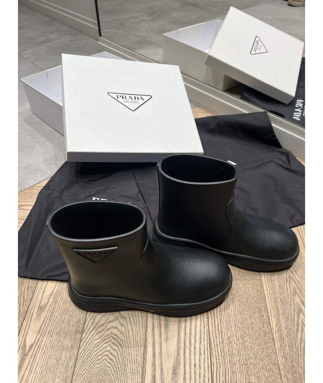 PRADA Черные резиновые сапоги, фото 3