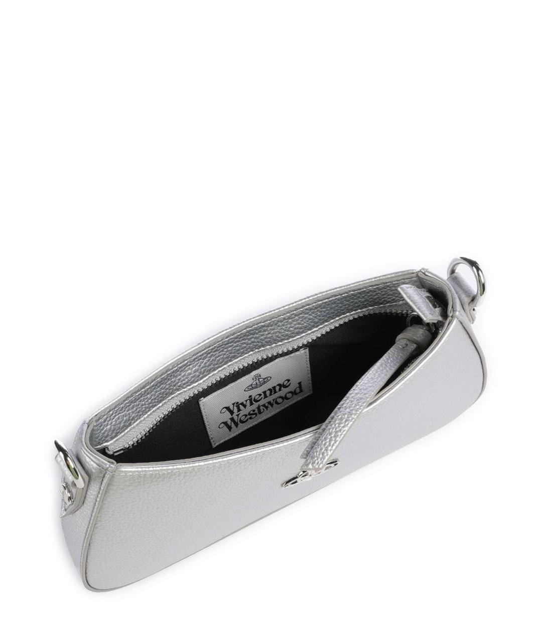 VIVIENNE WESTWOOD Серебряная сумка с короткими ручками из искусственной кожи, фото 4