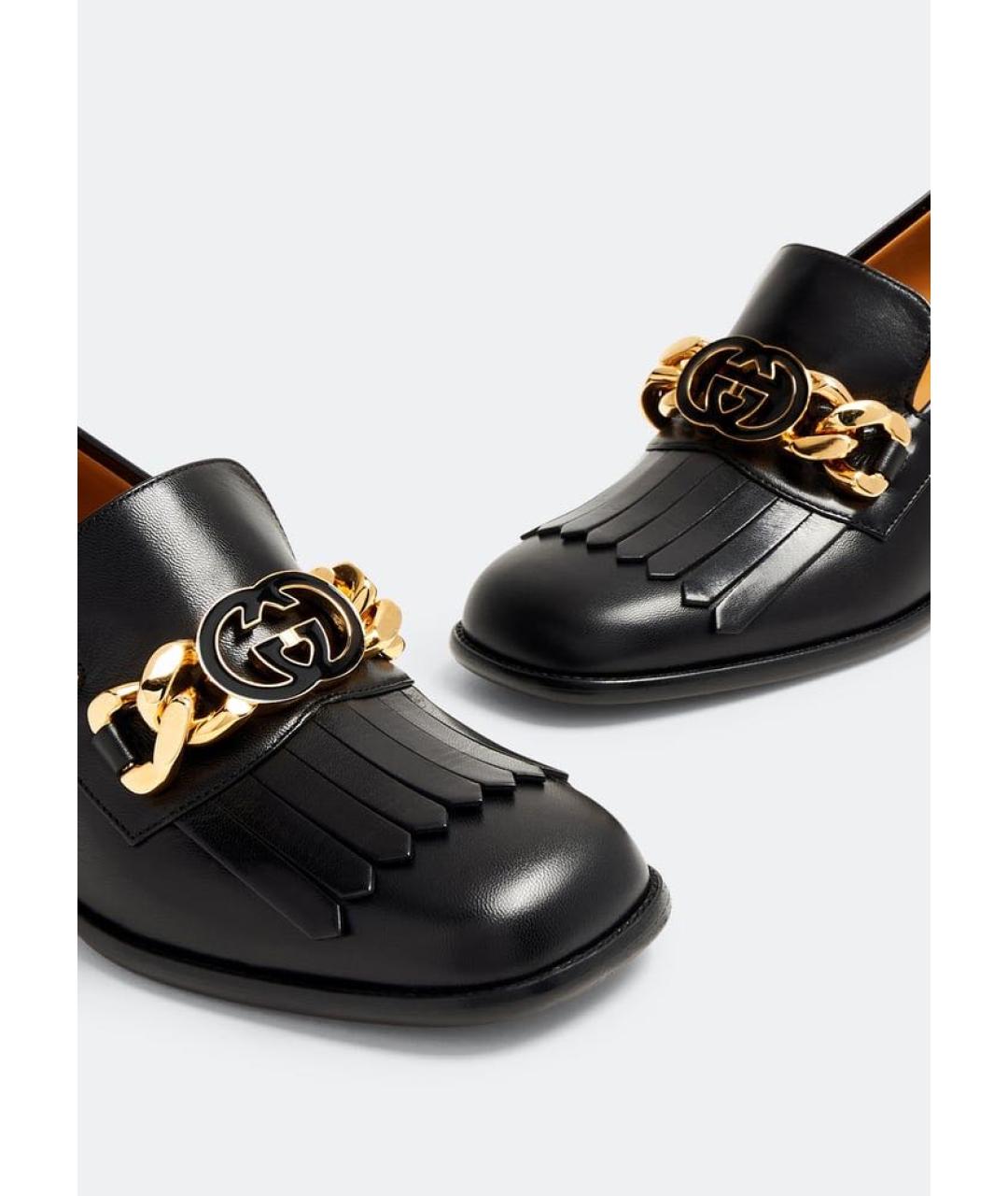 GUCCI Черные кожаные туфли, фото 2
