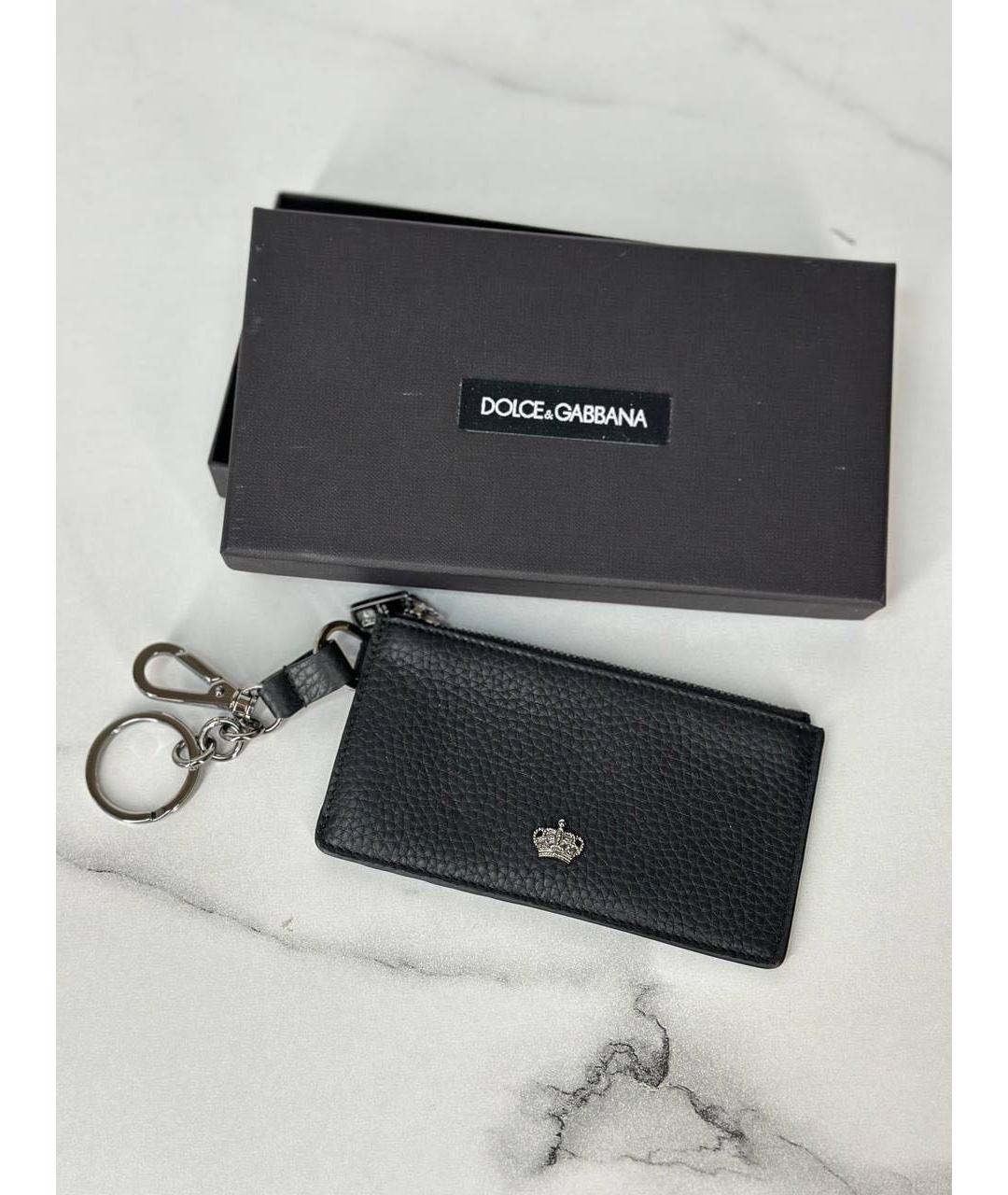 DOLCE&GABBANA Черный кожаный кардхолдер, фото 2