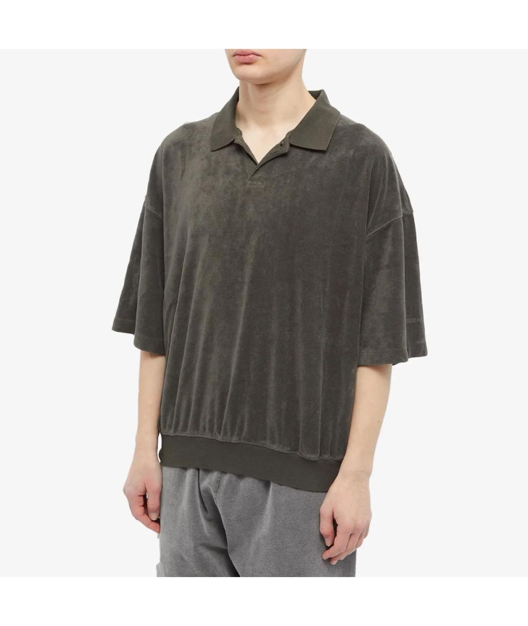 FEAR OF GOD ESSENTIALS Антрацитовое хлопковое поло с коротким рукавом, фото 5