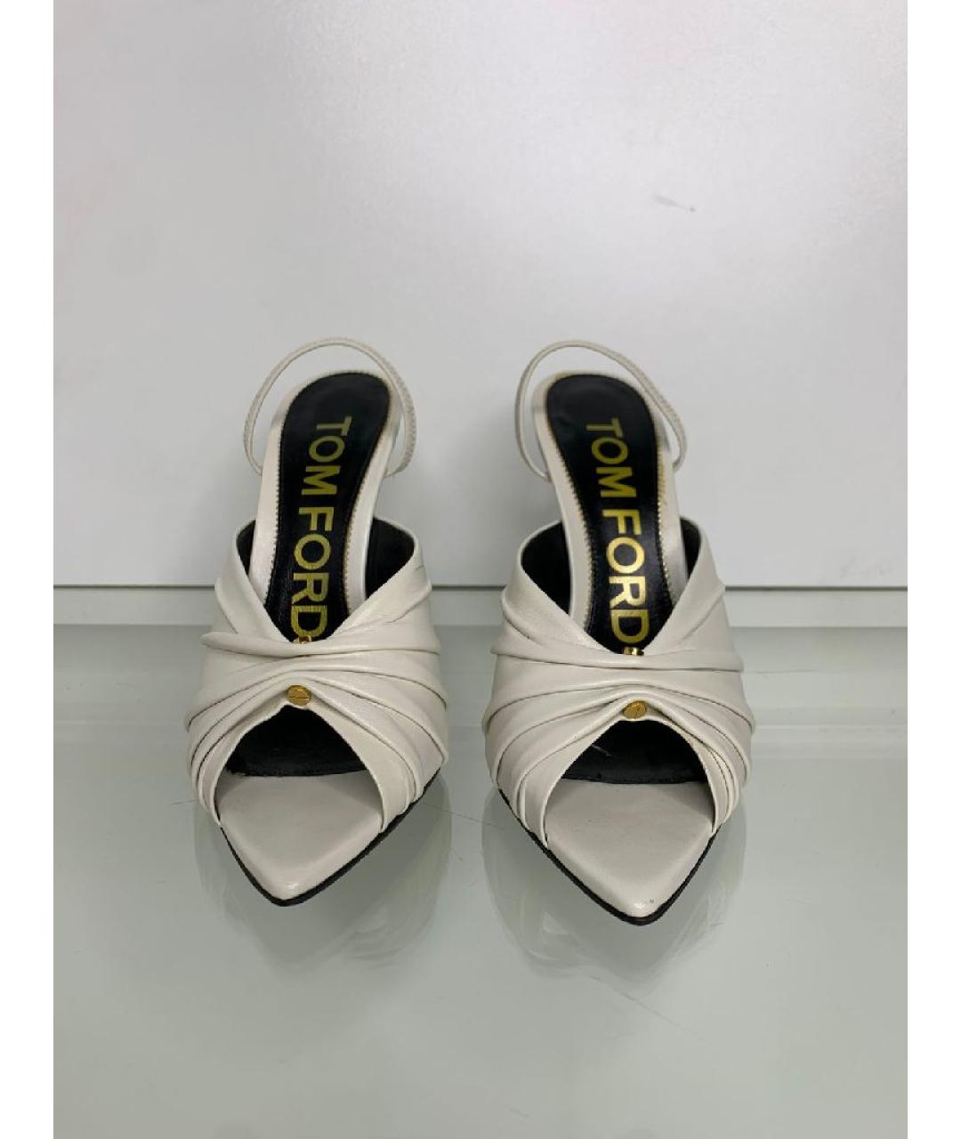 TOM FORD Белые кожаные босоножки, фото 2