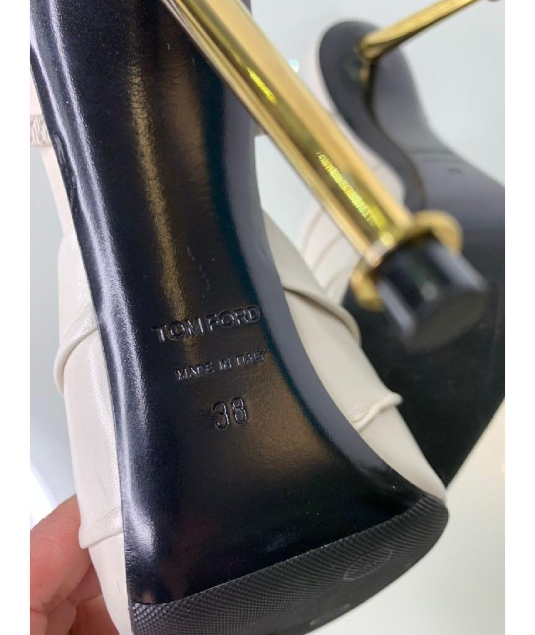 TOM FORD Белые кожаные босоножки, фото 6