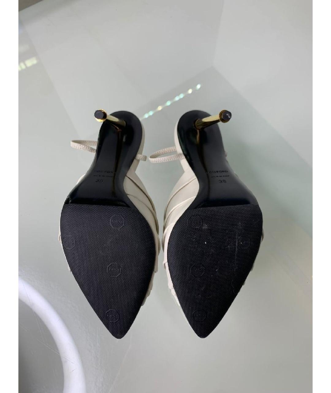 TOM FORD Белые кожаные босоножки, фото 5