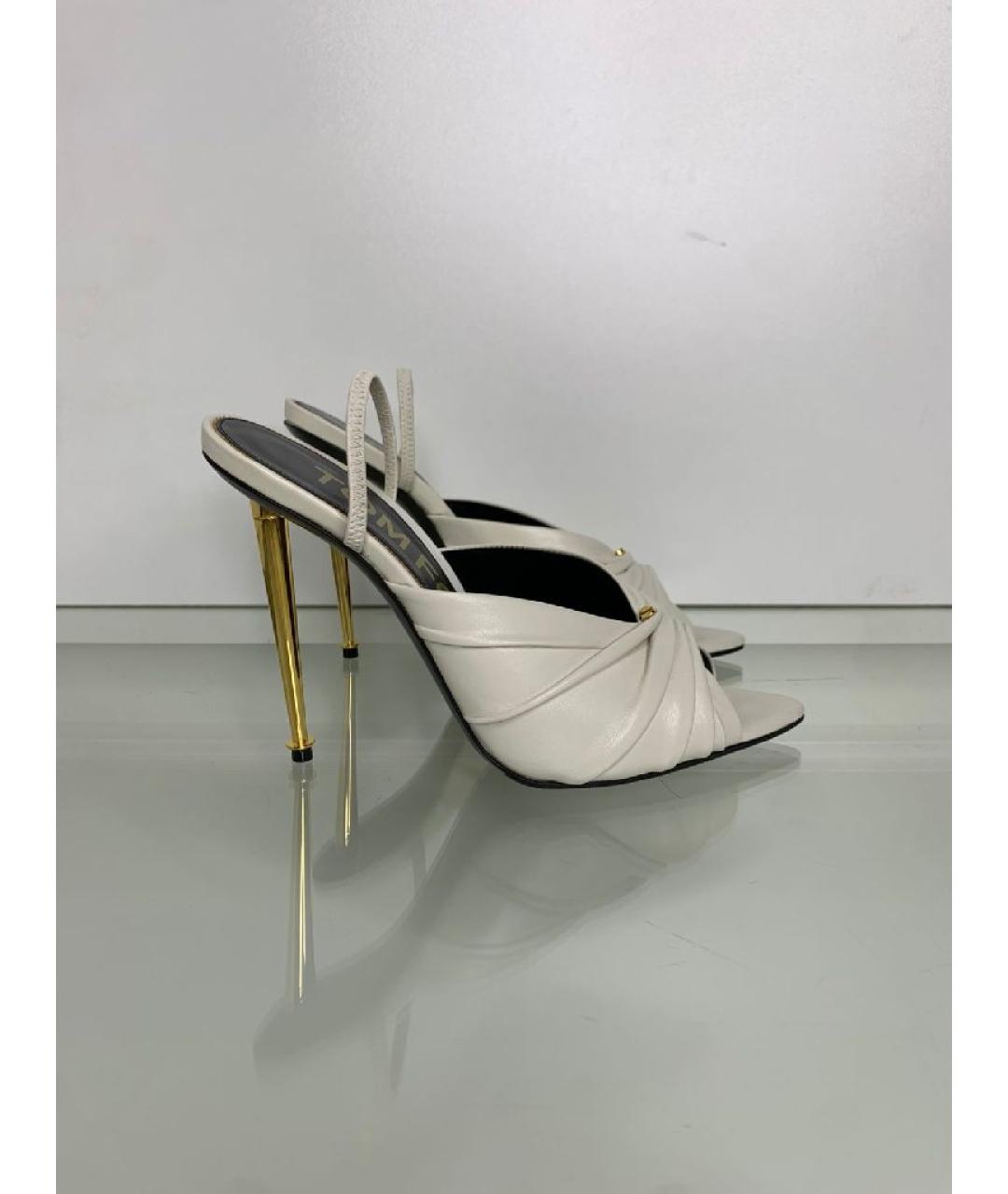 TOM FORD Белые кожаные босоножки, фото 10
