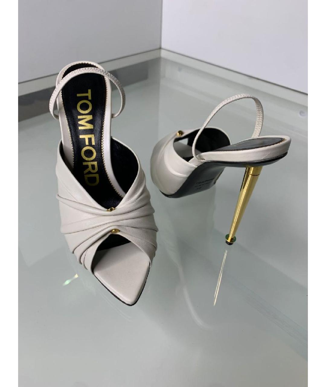 TOM FORD Белые кожаные босоножки, фото 9