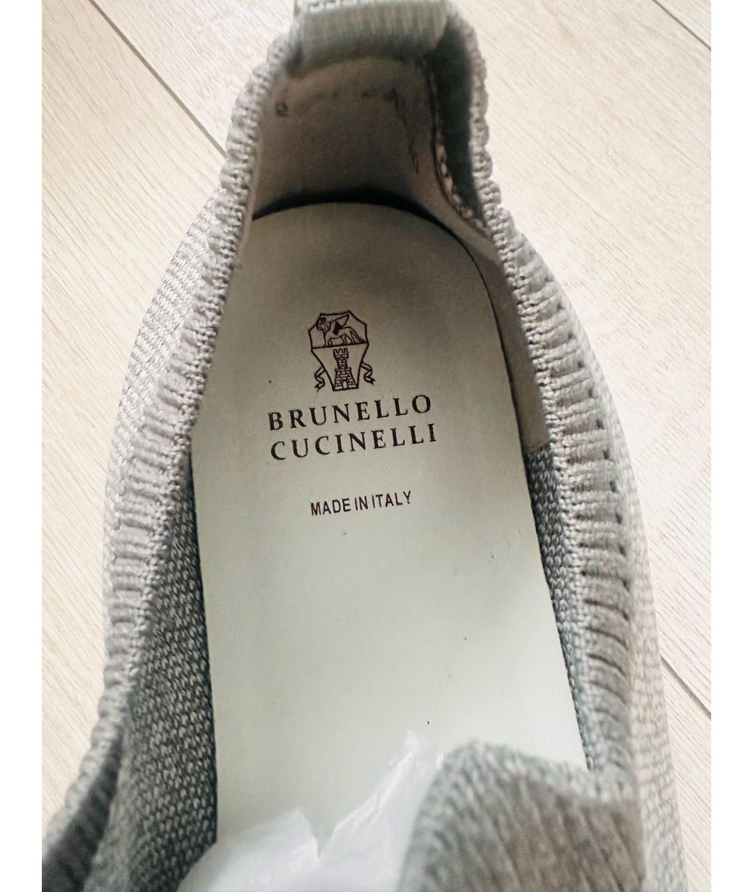 BRUNELLO CUCINELLI Серые текстильные низкие кроссовки / кеды, фото 5