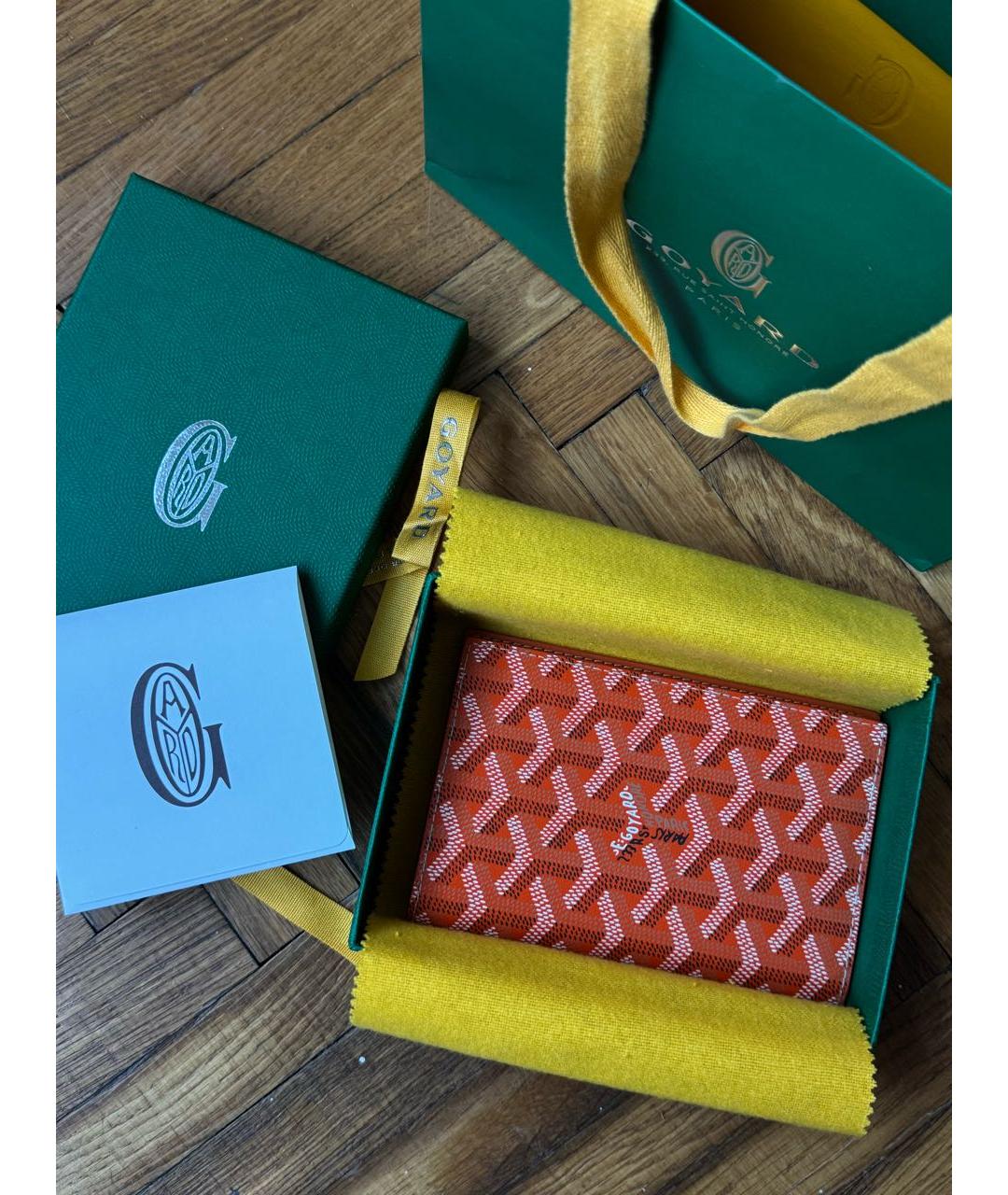 GOYARD Оранжевый кожаный кардхолдер, фото 2
