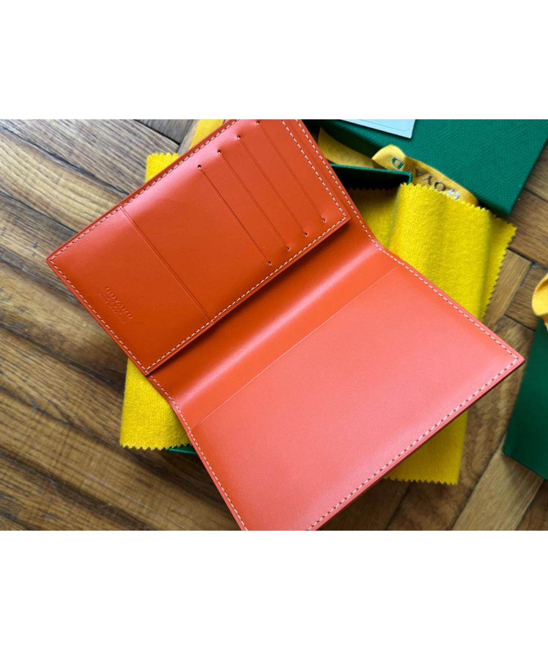 GOYARD Оранжевый кожаный кардхолдер, фото 3