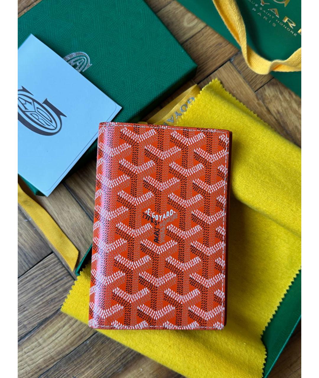 GOYARD Оранжевый кожаный кардхолдер, фото 7