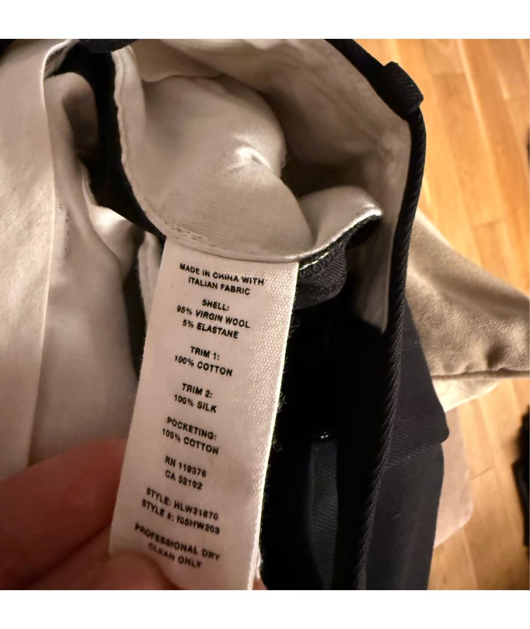 HELMUT LANG Черные шерстяные прямые брюки, фото 5