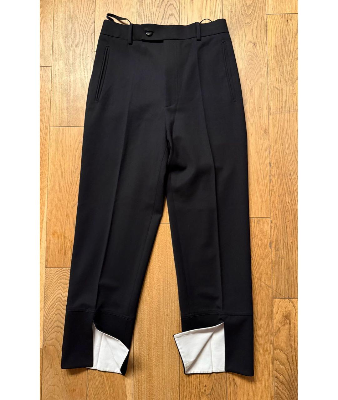 HELMUT LANG Черные шерстяные прямые брюки, фото 7