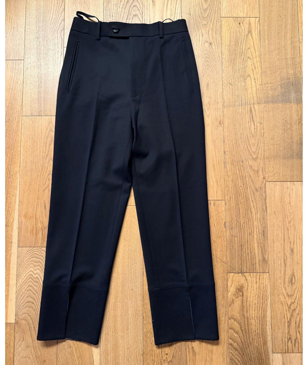 HELMUT LANG Черные шерстяные прямые брюки, фото 2