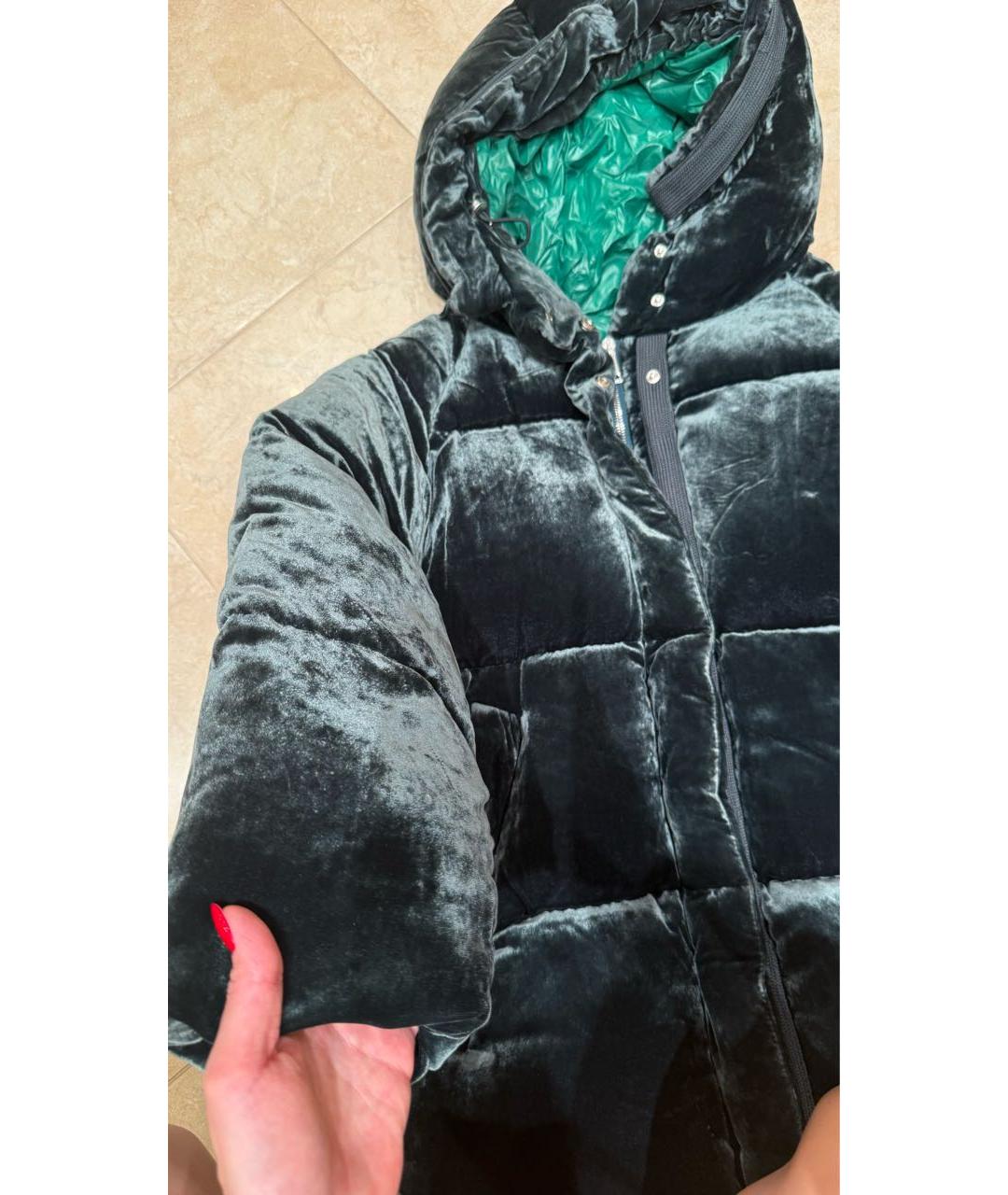 MONCLER Зеленый бархатный пуховик, фото 7