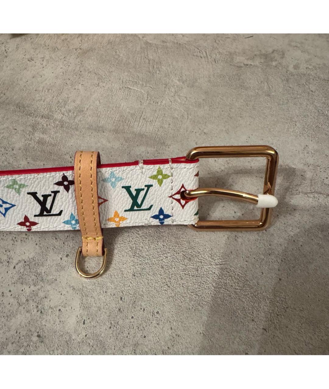 LOUIS VUITTON Белый кожаный ремень, фото 2