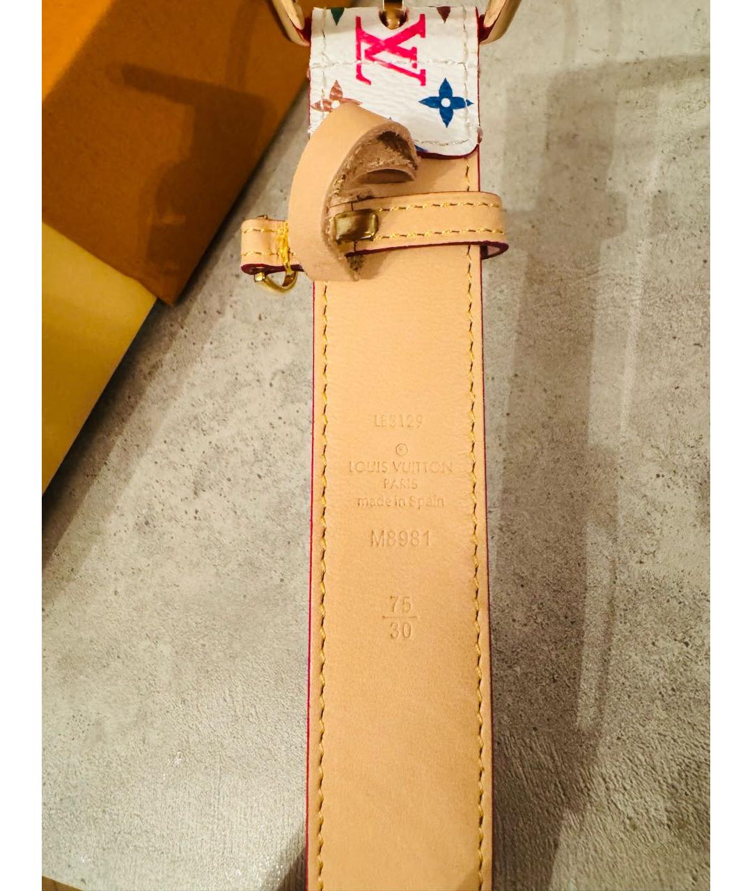LOUIS VUITTON Белый кожаный ремень, фото 3