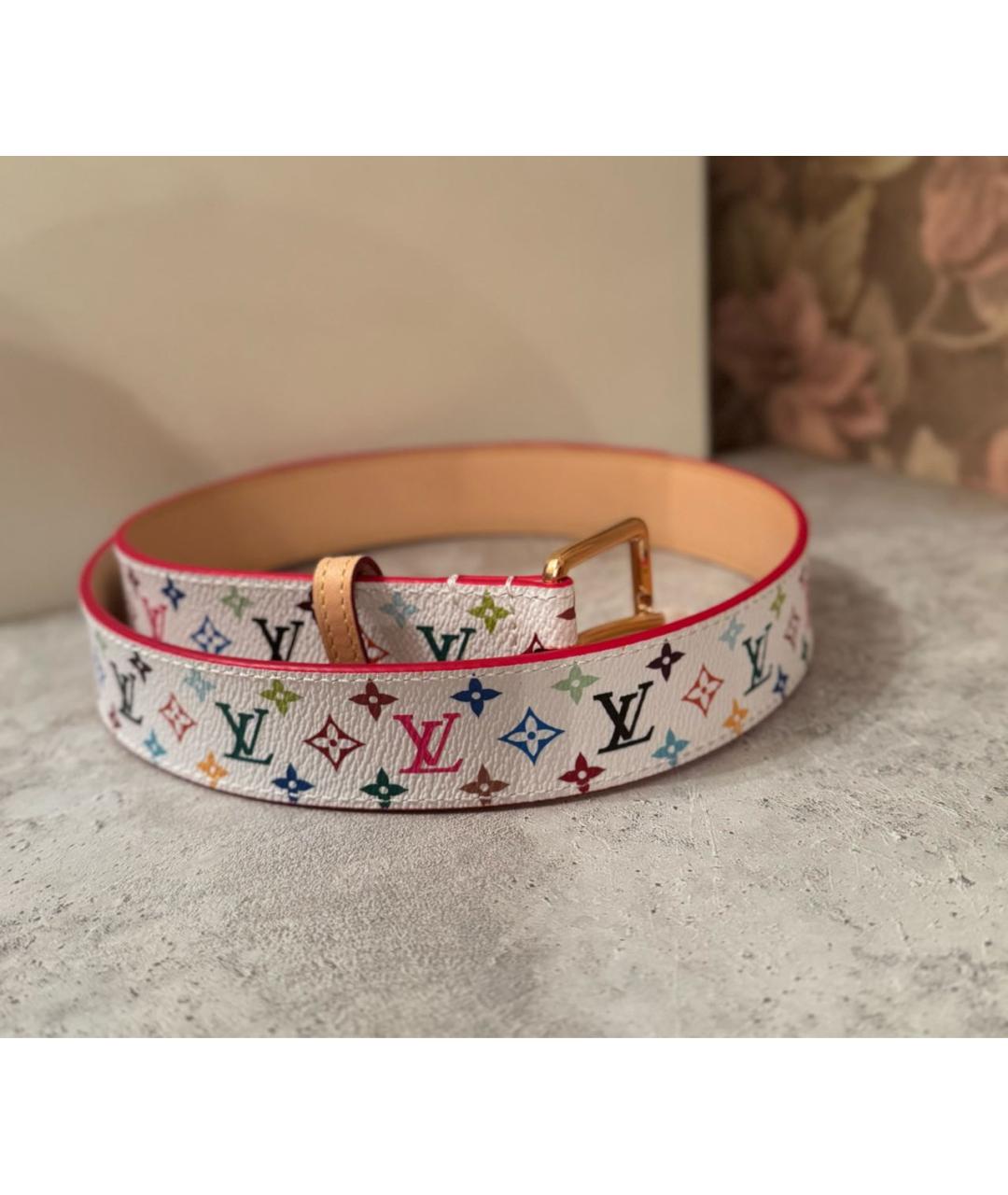 LOUIS VUITTON Белый кожаный ремень, фото 5