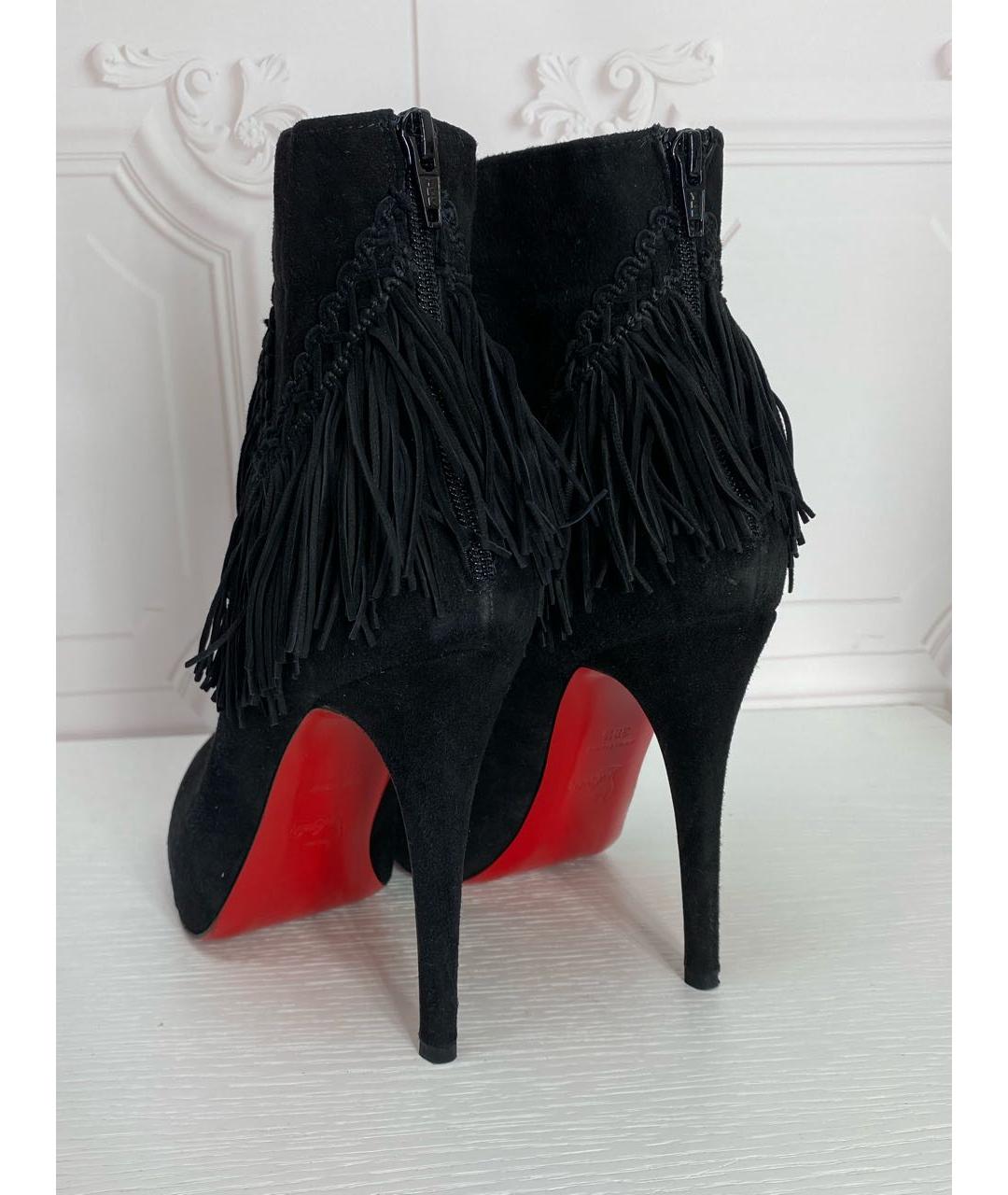 CHRISTIAN LOUBOUTIN Черные замшевые сапоги, фото 4