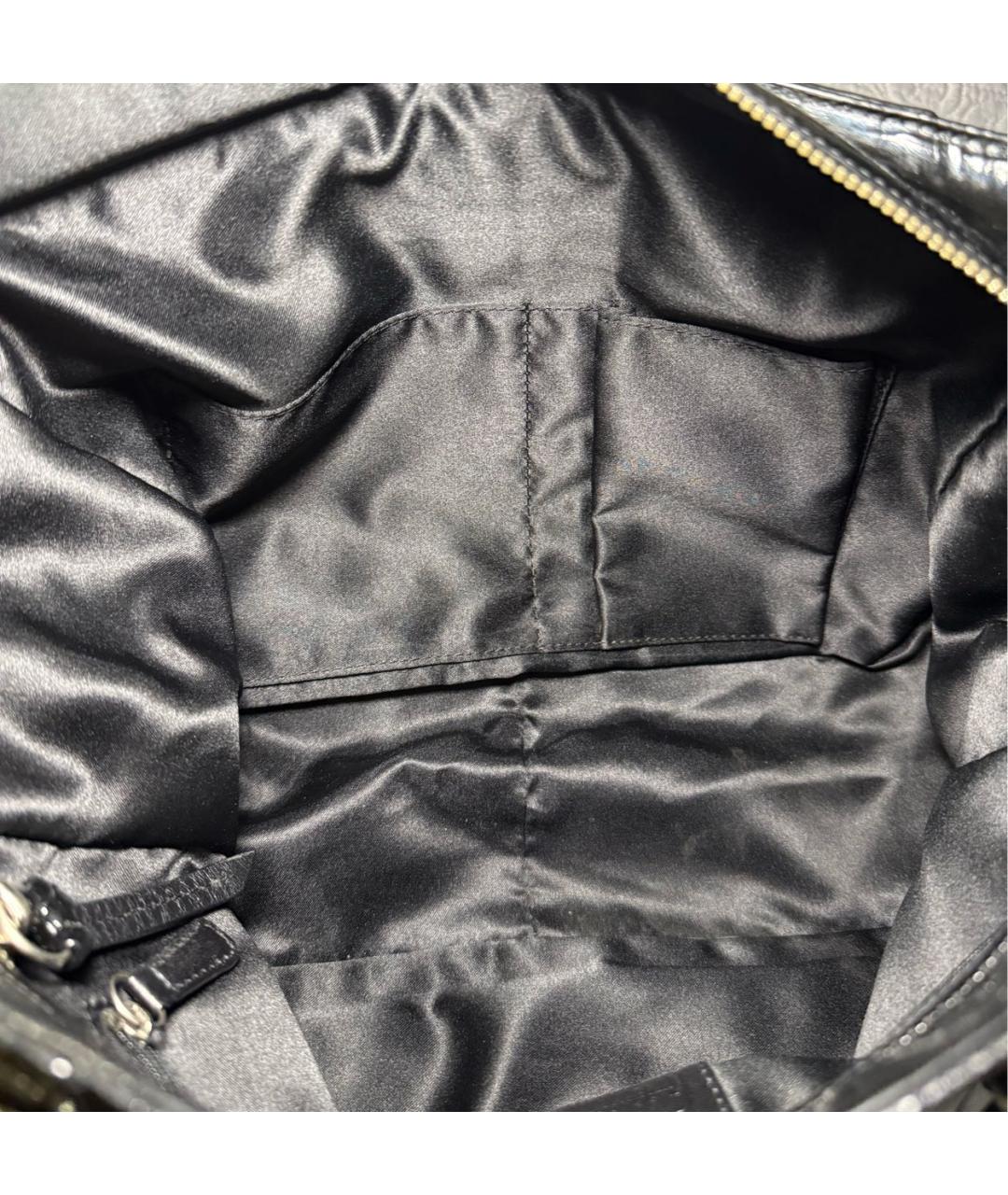 COACH Черная сумка тоут из лакированной кожи, фото 7