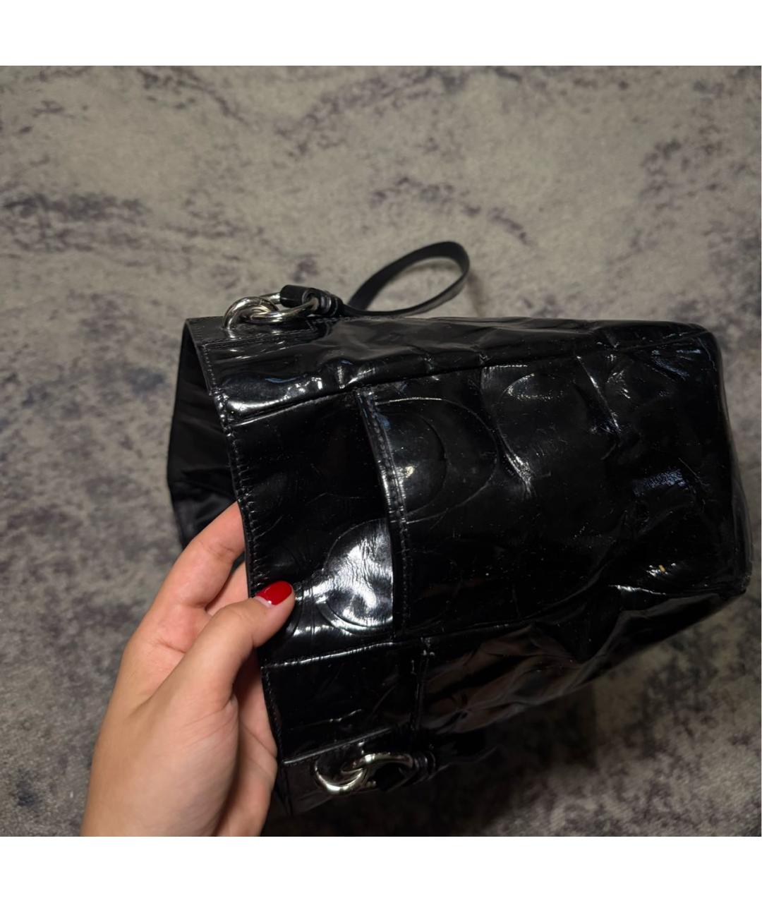 COACH Черная сумка тоут из лакированной кожи, фото 2