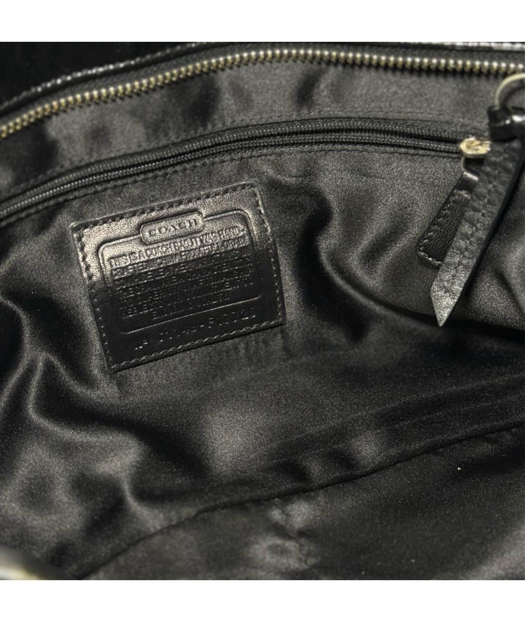 COACH Черная сумка тоут из лакированной кожи, фото 6