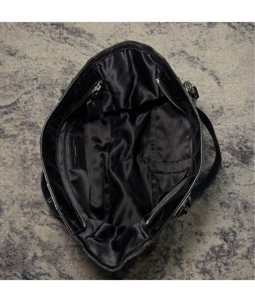 COACH Черная сумка тоут из лакированной кожи, фото 4