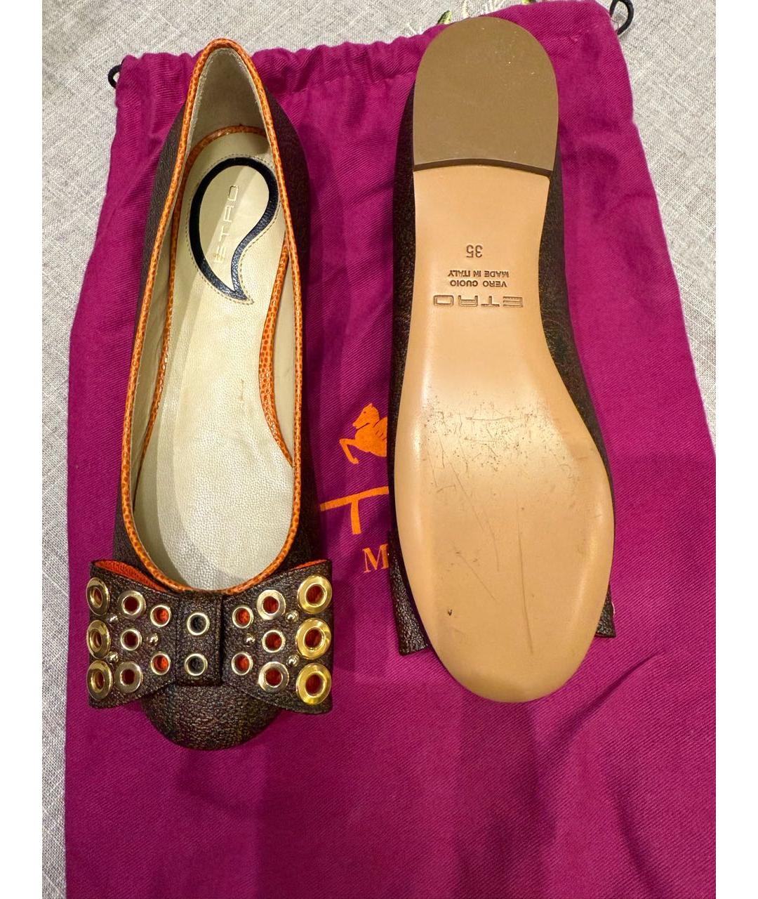 ETRO Оранжевое кожаные балетки, фото 6