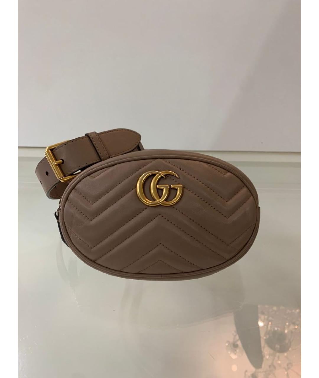 GUCCI Бежевая кожаная поясная сумка, фото 9