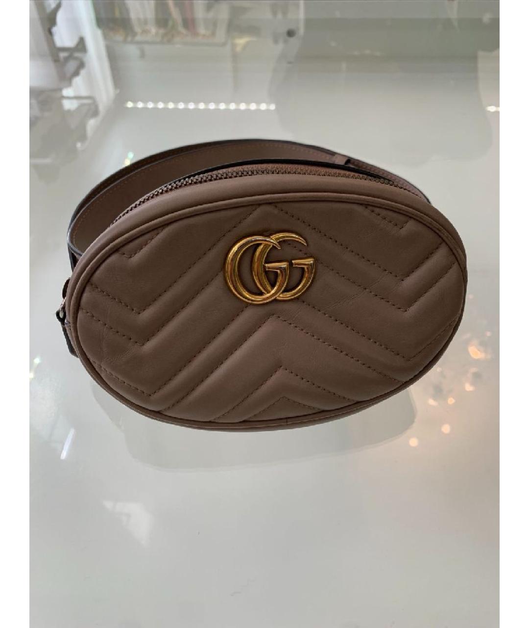 GUCCI Бежевая кожаная поясная сумка, фото 8