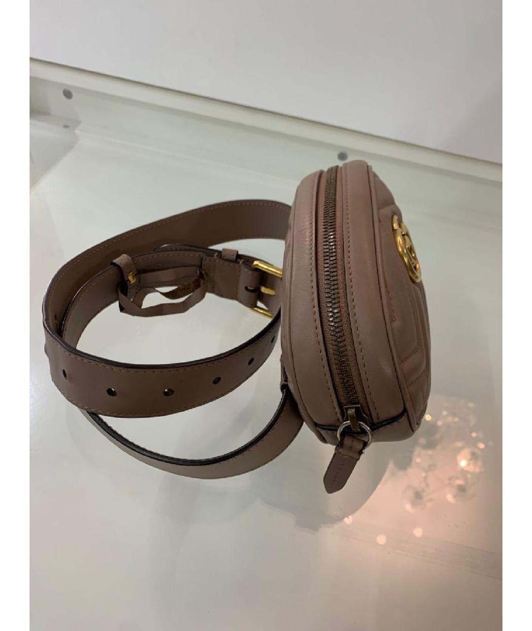 GUCCI Бежевая кожаная поясная сумка, фото 2