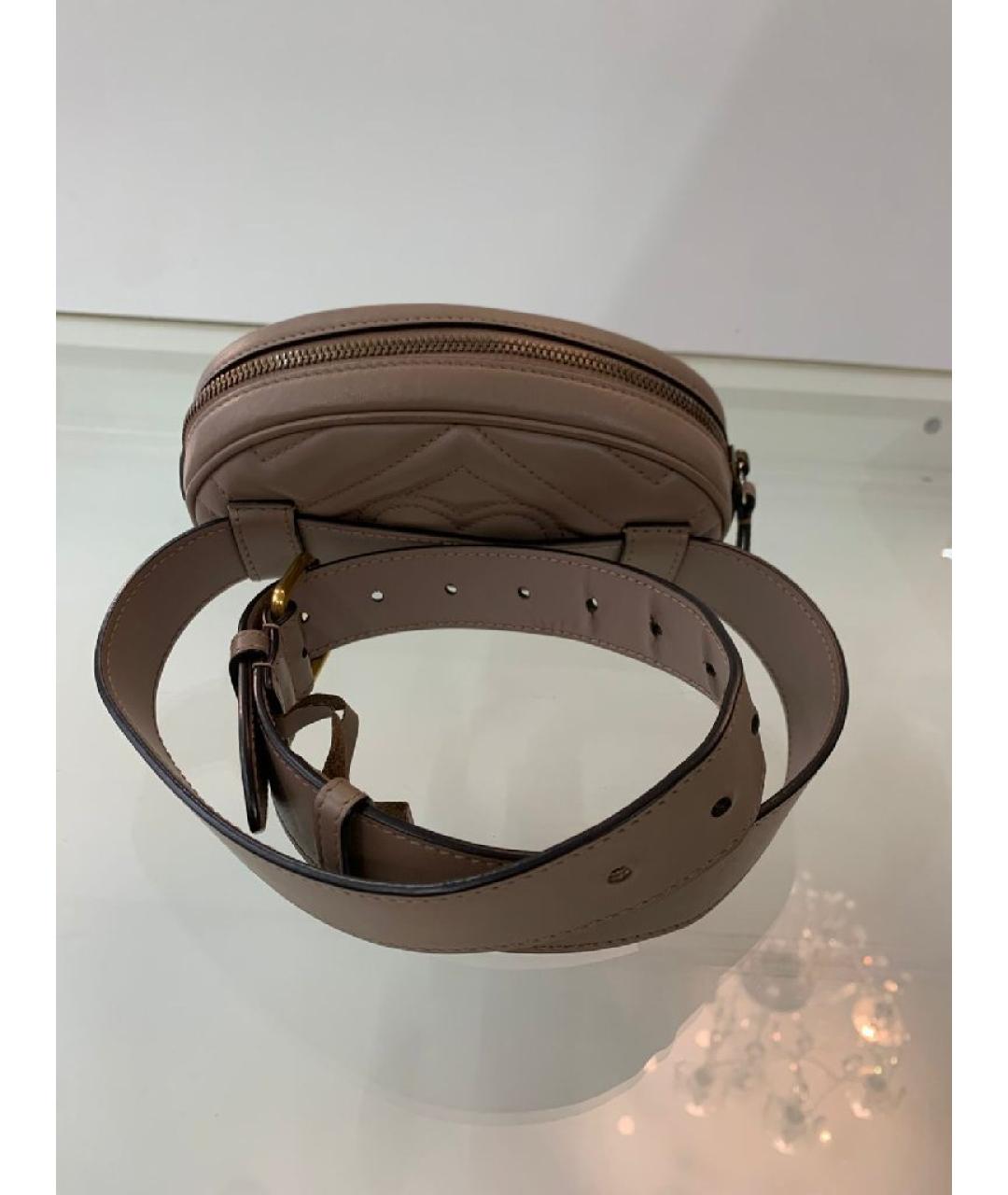 GUCCI Бежевая кожаная поясная сумка, фото 3