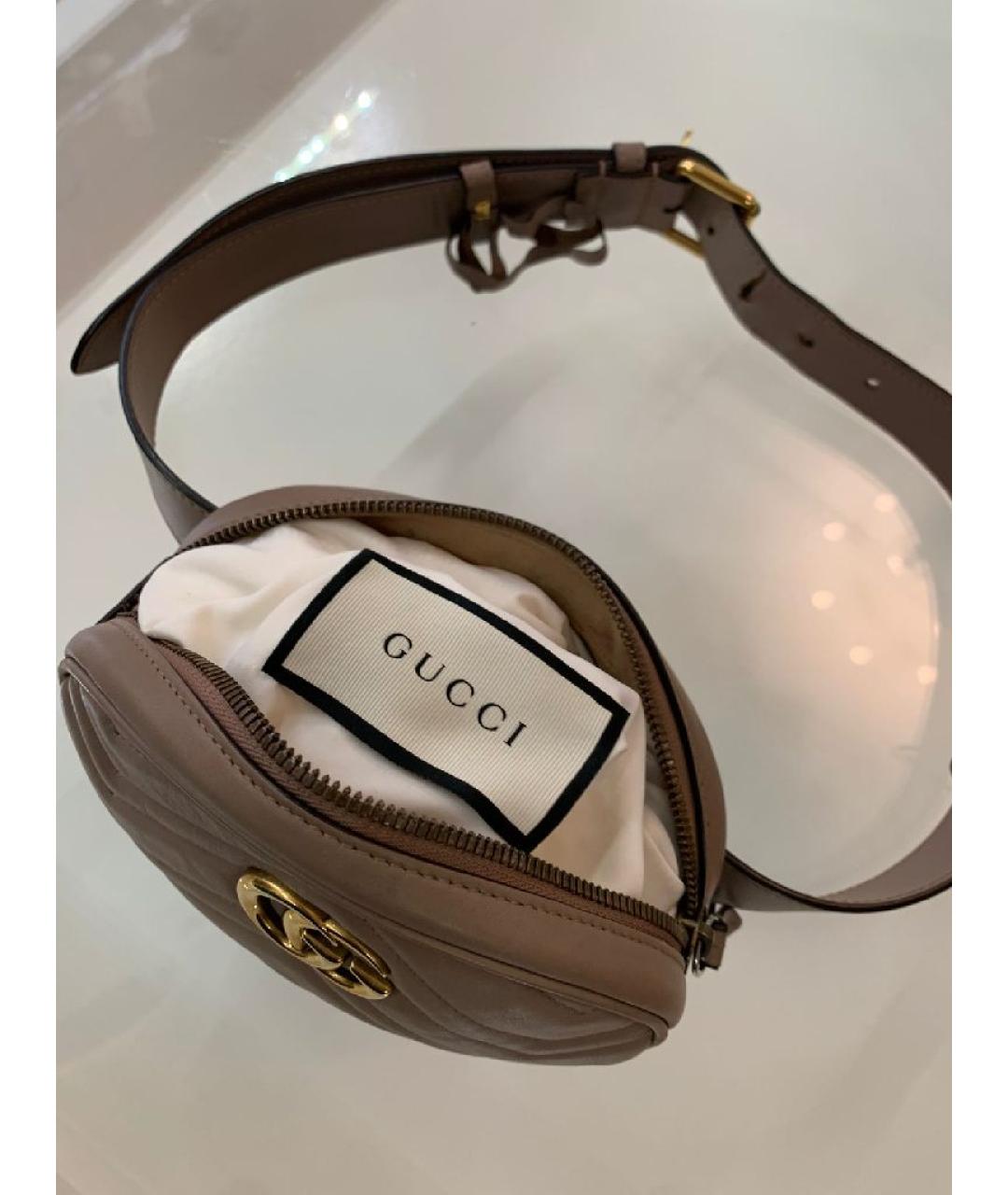 GUCCI Бежевая кожаная поясная сумка, фото 4