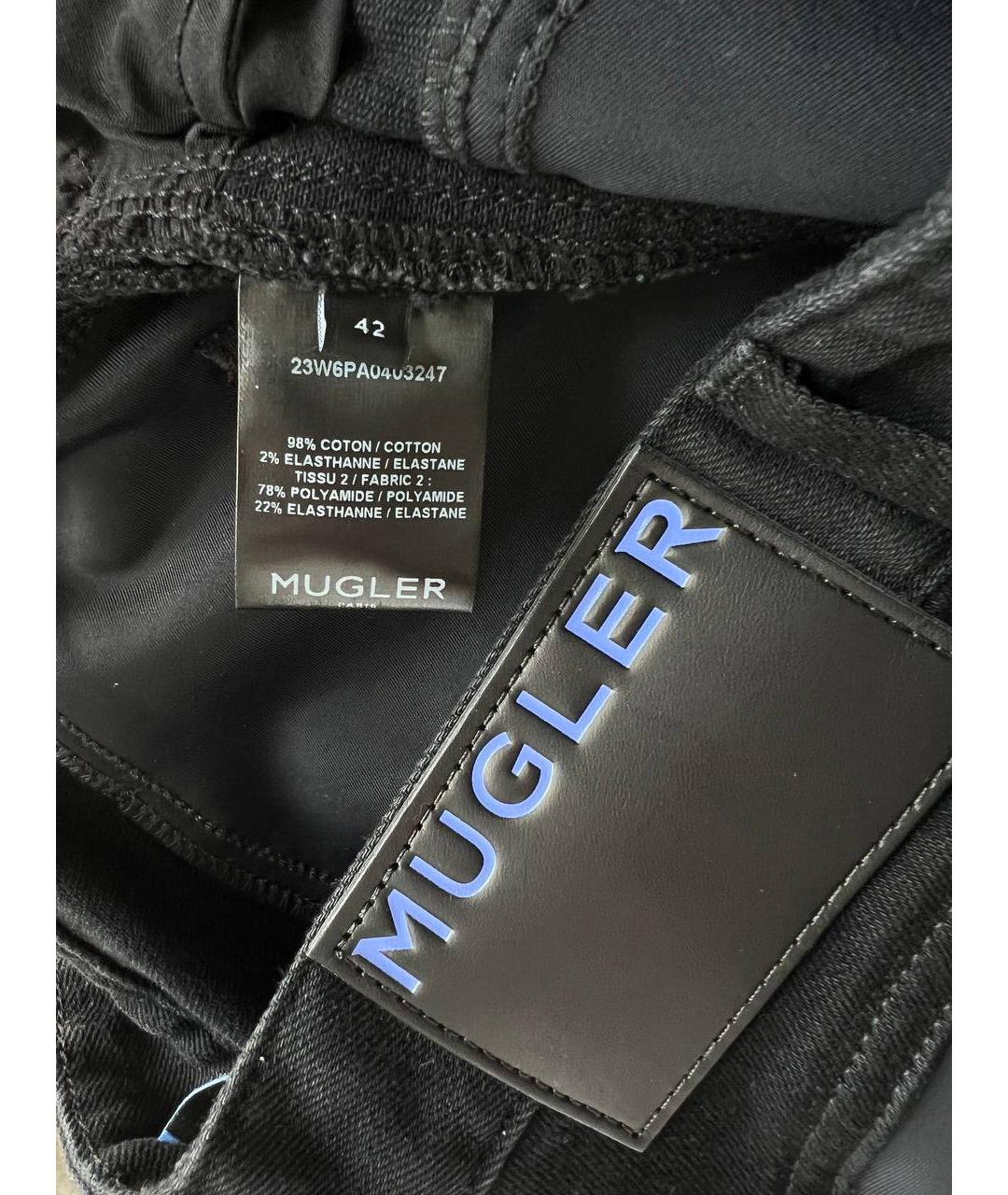 MUGLER Черные хлопковые джинсы клеш, фото 6