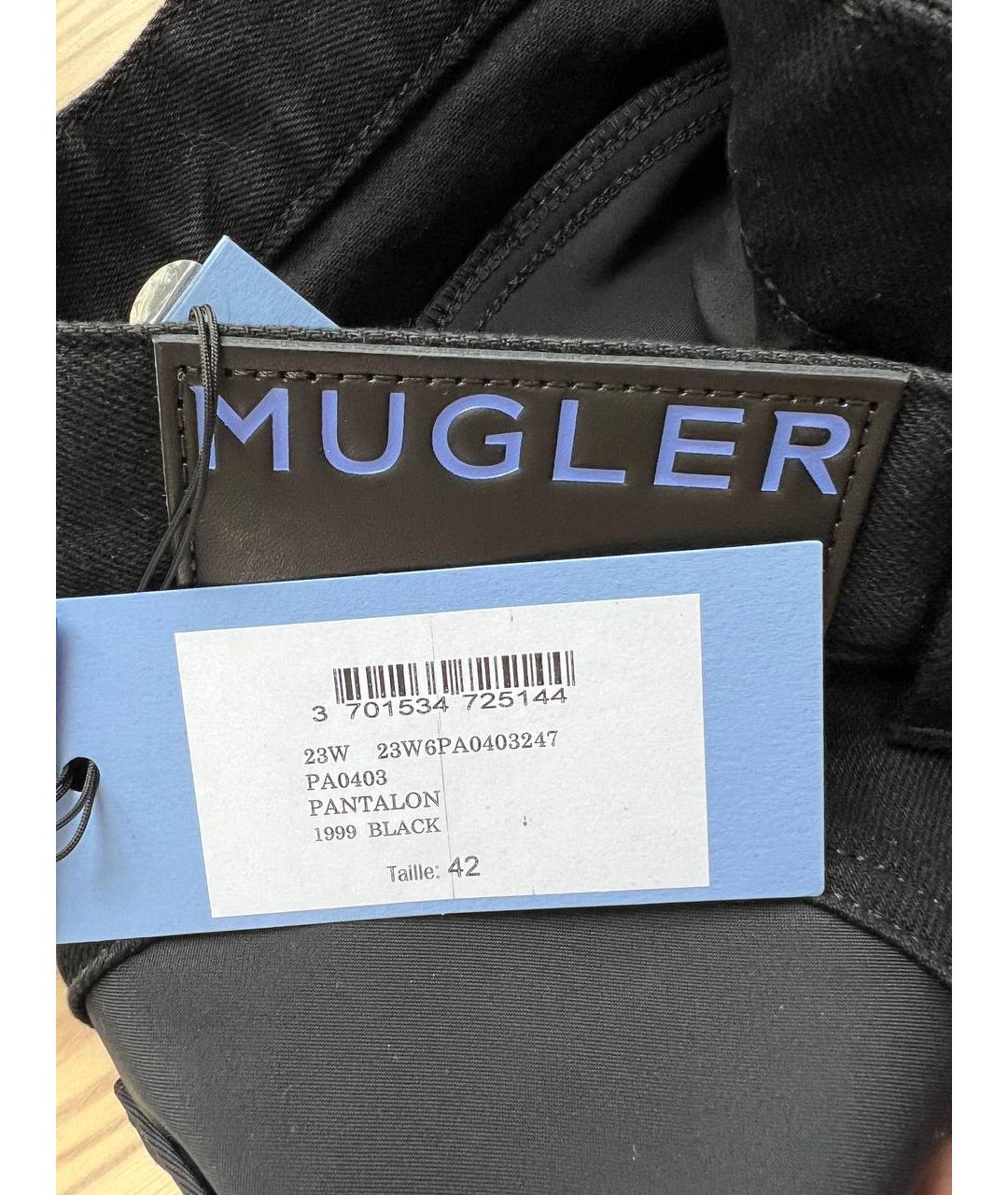 MUGLER Черные хлопковые джинсы клеш, фото 8
