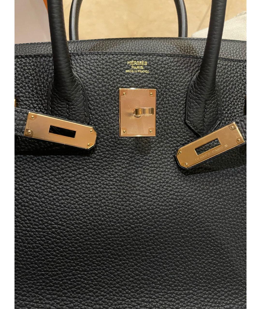 HERMES Черная кожаная сумка с короткими ручками, фото 4