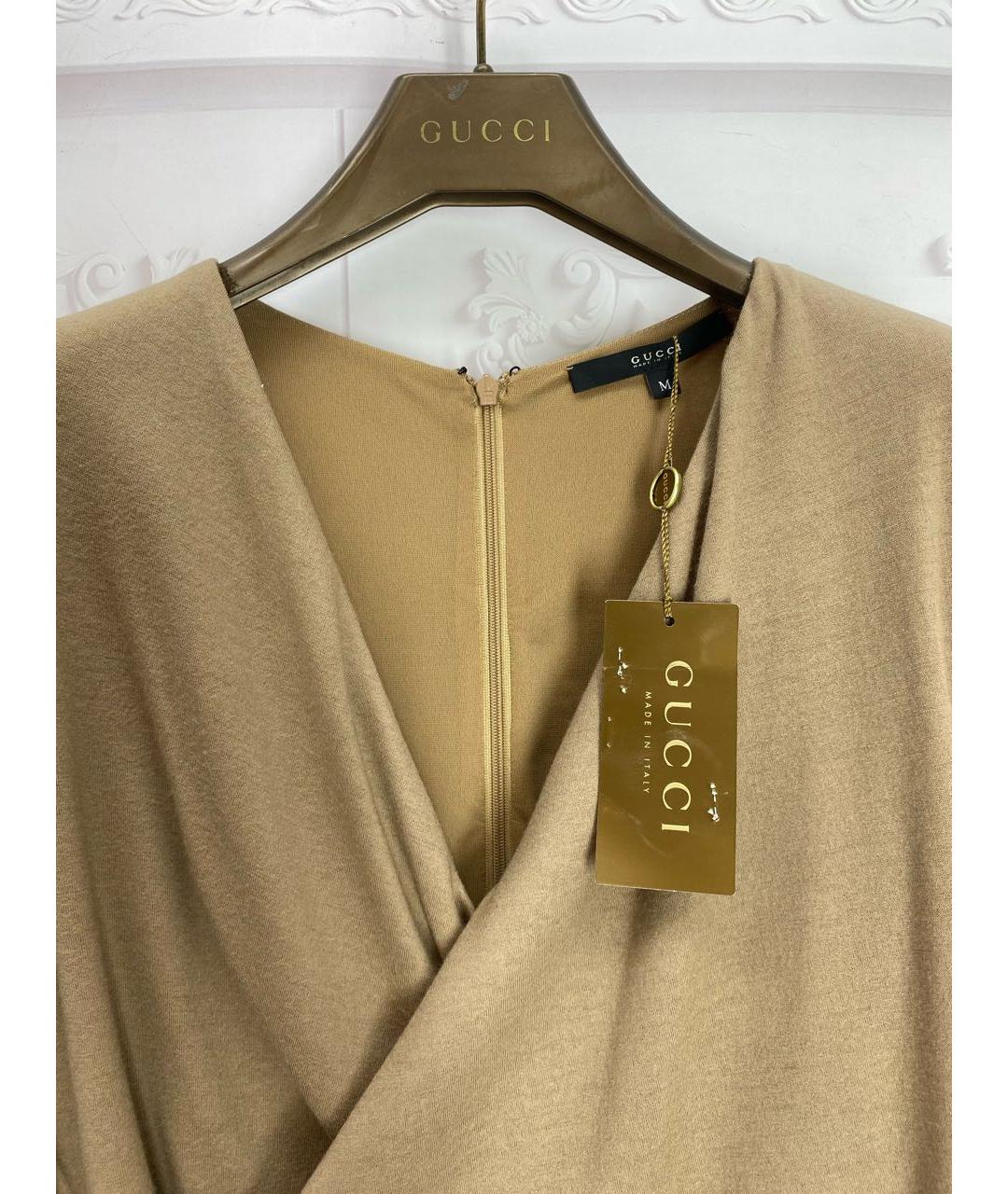 GUCCI Бежевое шерстяное повседневное платье, фото 6