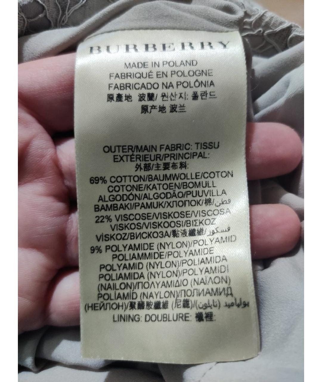 BURBERRY Бежевое хлопковое вечернее платье, фото 6