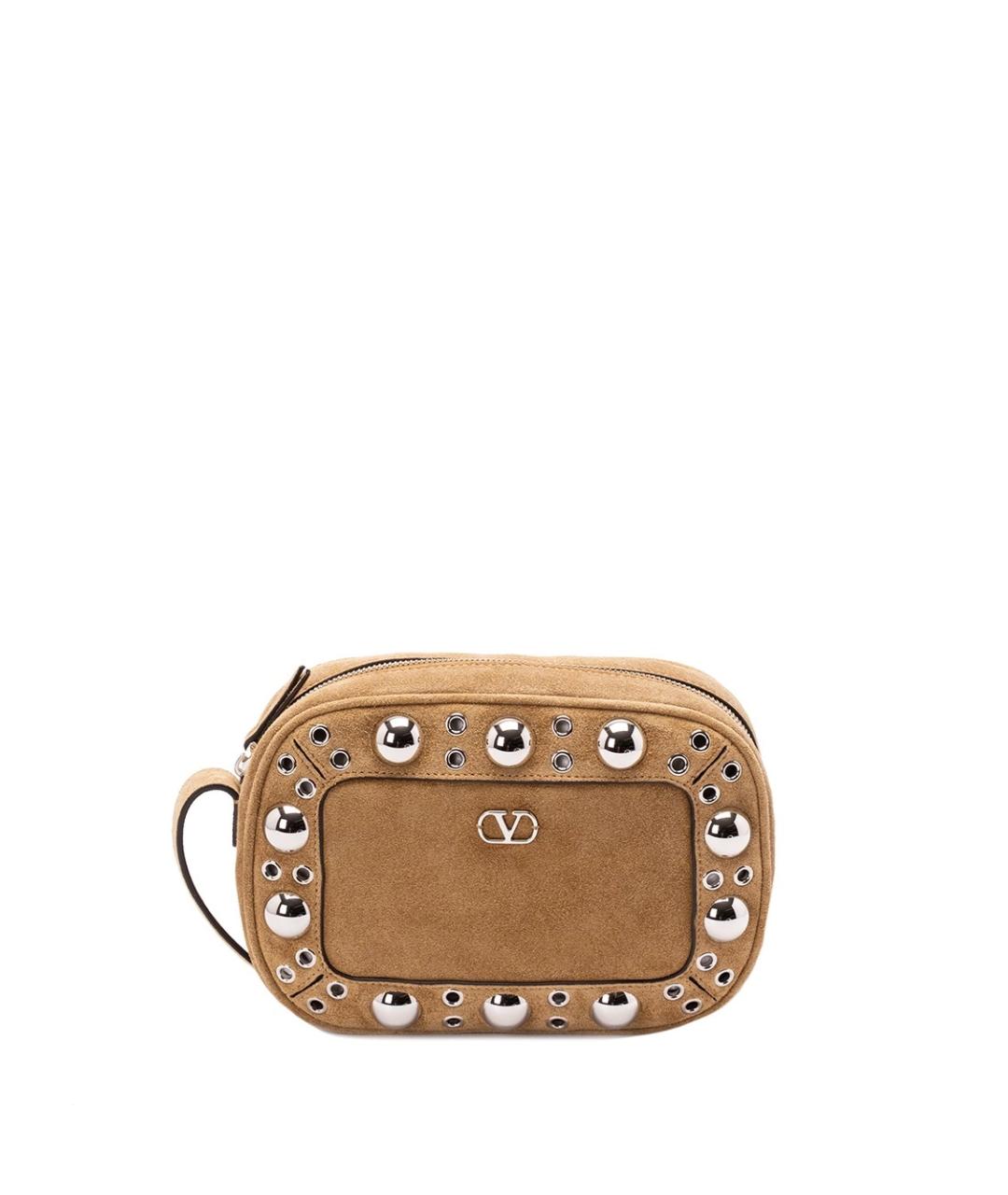 VALENTINO Бежевая замшевая сумка через плечо, фото 1