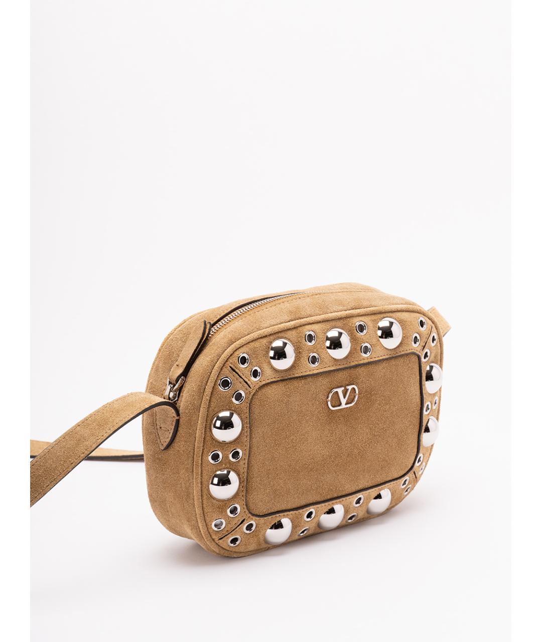 VALENTINO Бежевая замшевая сумка через плечо, фото 3