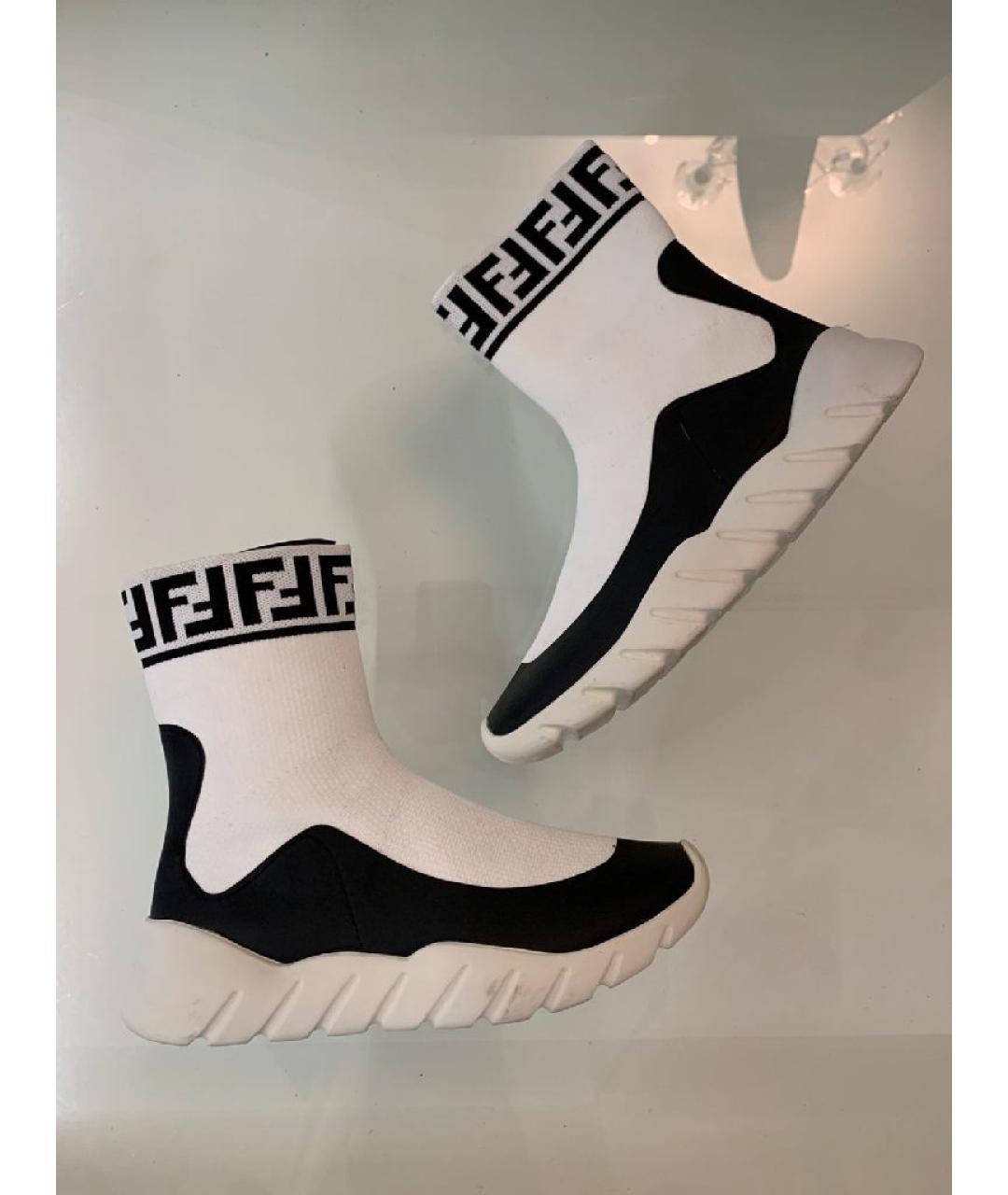 FENDI Белые текстильные кроссовки, фото 6