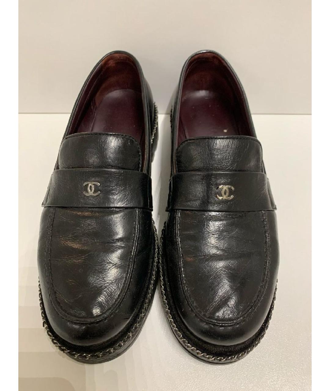 CHANEL Черные кожаные лоферы, фото 5